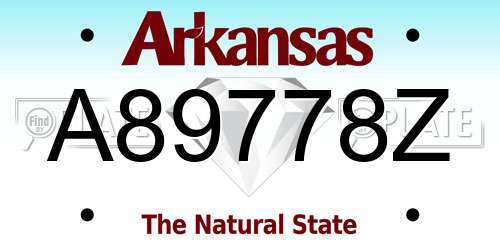 A89778Z Arkansas License Plate
