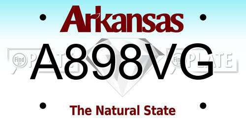 A898VG Arkansas License Plate