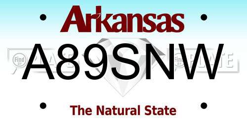 A89SNW Arkansas License Plate