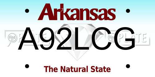 A92LCG Arkansas License Plate