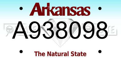 A938098 Arkansas License Plate
