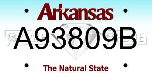 A93809B Arkansas License Plate