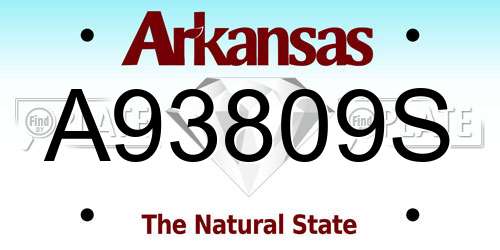 A93809S Arkansas License Plate