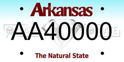 AA40000 Arkansas License Plate