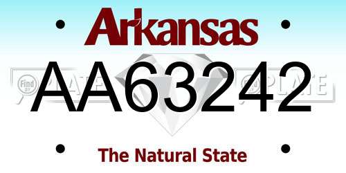 AA63242 Arkansas License Plate