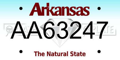 AA63247 Arkansas License Plate