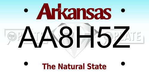 AA8H5Z Arkansas License Plate