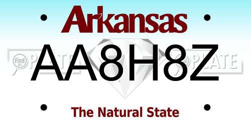 AA8H8Z Arkansas License Plate
