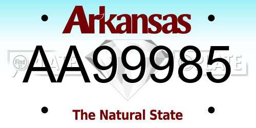 AA99985 Arkansas License Plate