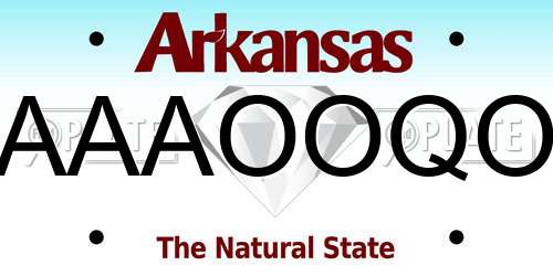 AAAOOQO Arkansas License Plate
