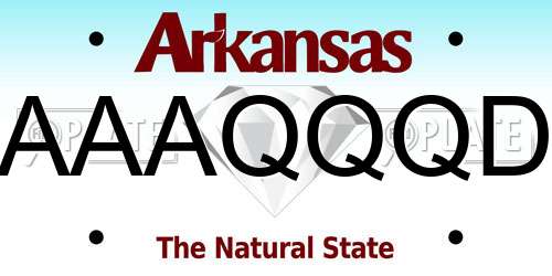 AAAQQQD Arkansas License Plate