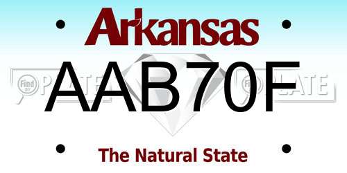 AAB70F Arkansas License Plate