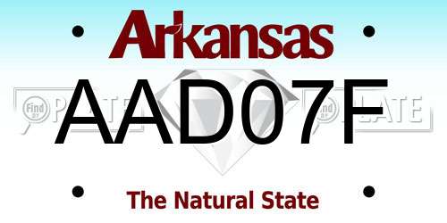AAD07F Arkansas License Plate