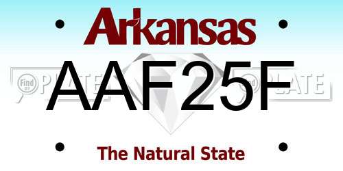 AAF25F Arkansas License Plate