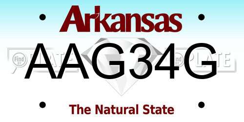 AAG34G Arkansas License Plate