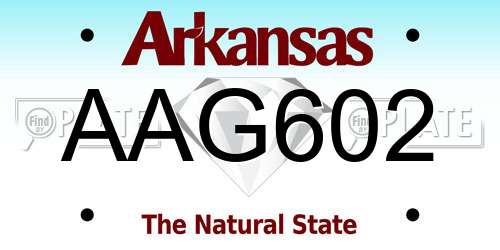 AAG602 Arkansas License Plate