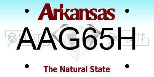 AAG65H Arkansas License Plate