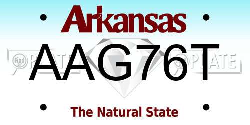 AAG76T Arkansas License Plate