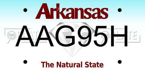 AAG95H Arkansas License Plate
