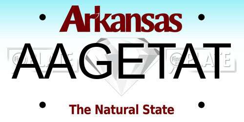 AAGETAT Arkansas License Plate