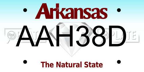 AAH38D Arkansas License Plate