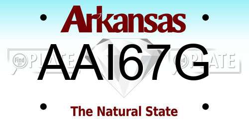 AAI67G Arkansas License Plate