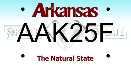 AAK25F Arkansas License Plate