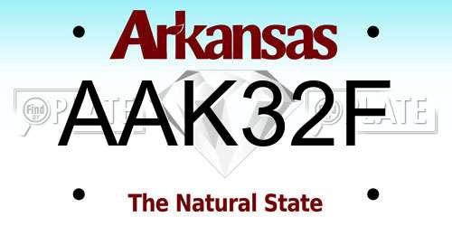 AAK32F Arkansas License Plate
