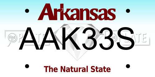 AAK33S Arkansas License Plate