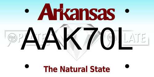 AAK70L Arkansas License Plate