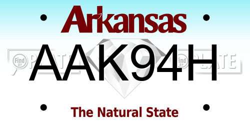 AAK94H Arkansas License Plate