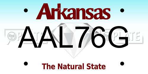 AAL76G Arkansas License Plate
