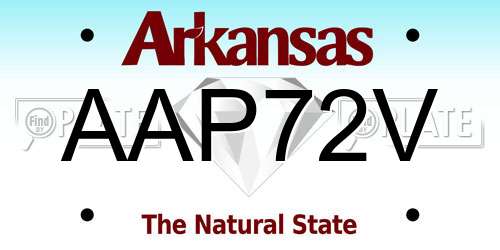 AAP72V Arkansas License Plate