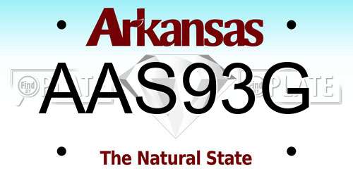 AAS93G Arkansas License Plate