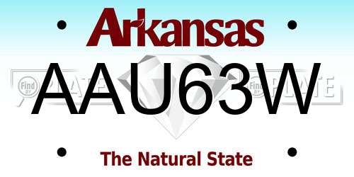 AAU63W Arkansas License Plate