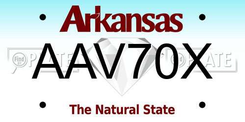 AAV70X Arkansas License Plate