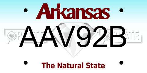 AAV92B Arkansas License Plate