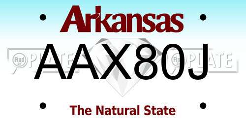 AAX80J Arkansas License Plate