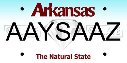 AAYSAAZ Arkansas License Plate