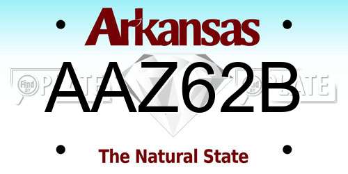 AAZ62B Arkansas License Plate