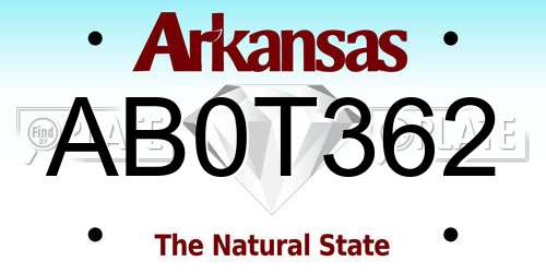AB0T362 Arkansas License Plate