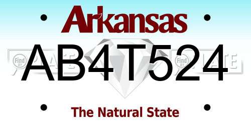 AB4T524 Arkansas License Plate
