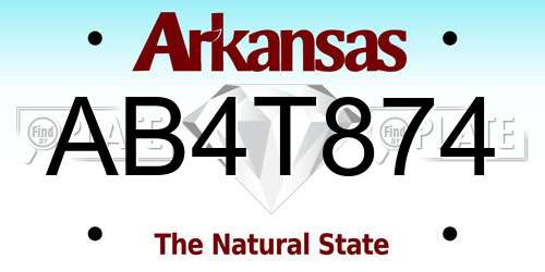AB4T874 Arkansas License Plate