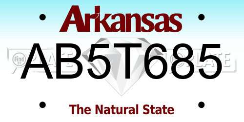 AB5T685 Arkansas License Plate