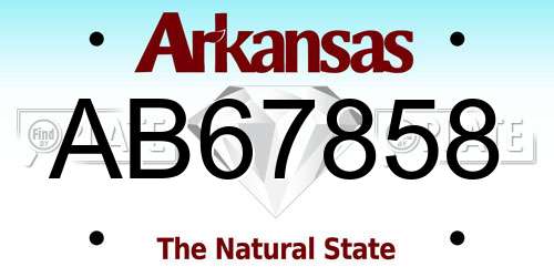 AB67858 Arkansas License Plate