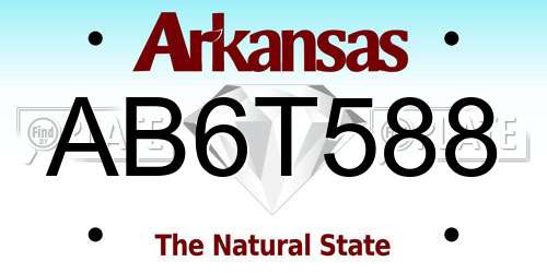 AB6T588 Arkansas License Plate