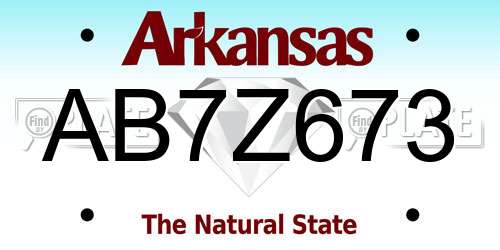 AB7Z673 Arkansas License Plate