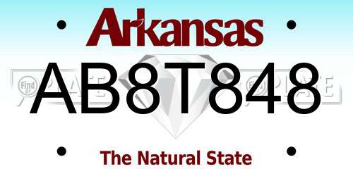 AB8T848 Arkansas License Plate