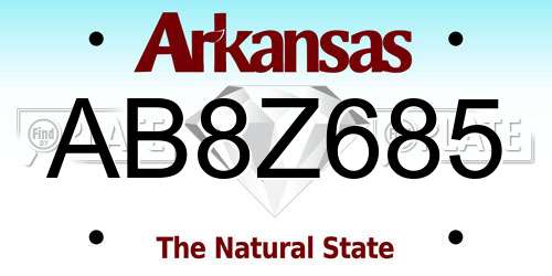 AB8Z685 Arkansas License Plate
