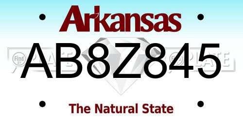 AB8Z845 Arkansas License Plate